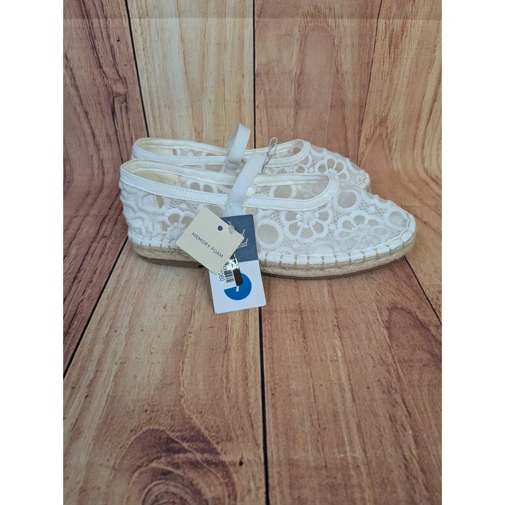 Universal Thread Celia White Lace Mary Jane Espadrille Flats Womens Size 7
